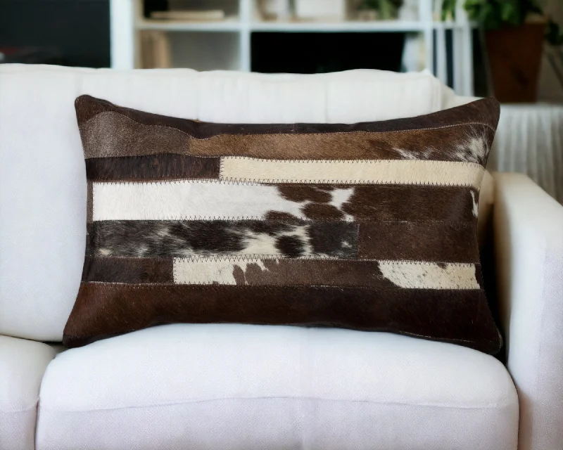 How pillows improve sleep posture-12" X 20" Chocolate Cowhide Throw Pillow