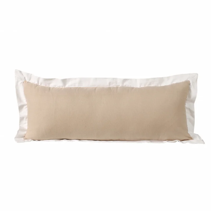 Breathability testing for latex pillows-14" X 36" Beige And White 100% Cotton Geometric Zippered Pillow