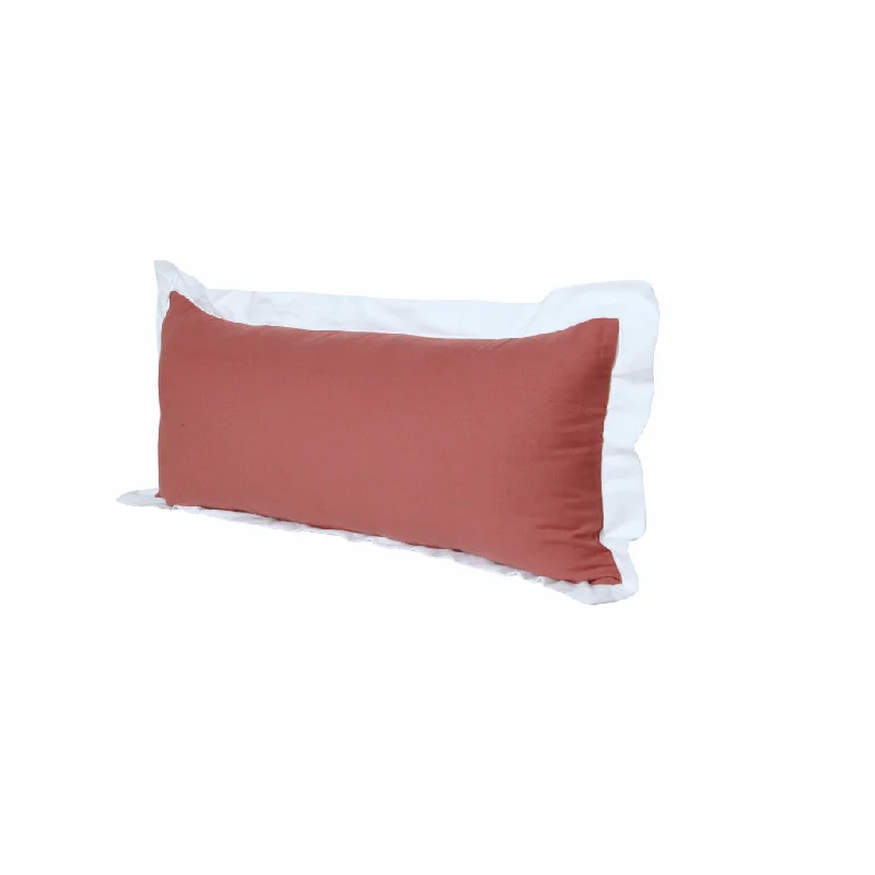 Breathability options for cervical pillows-14" X 36" Deep Coral And White 100% Cotton Geometric Zippered Pillow