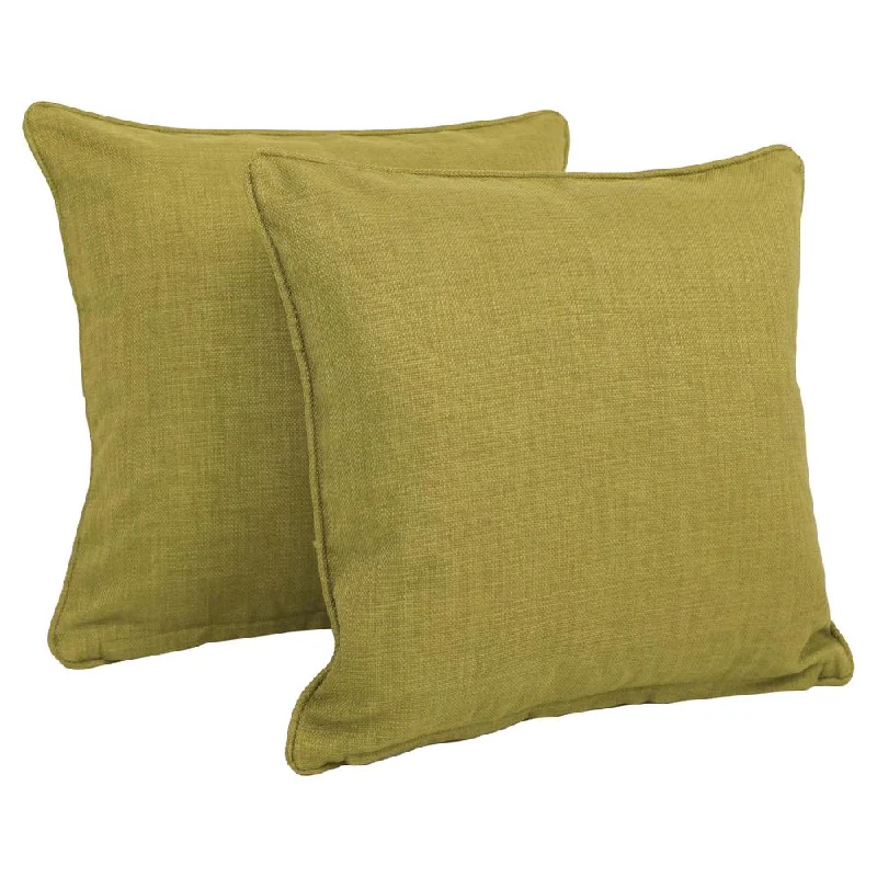 Support options for cervical pillows-18-inch Double-corded Solid Outdoor Spun Polyester Square Throw Pillows with Inserts (Set of 2), Avocado