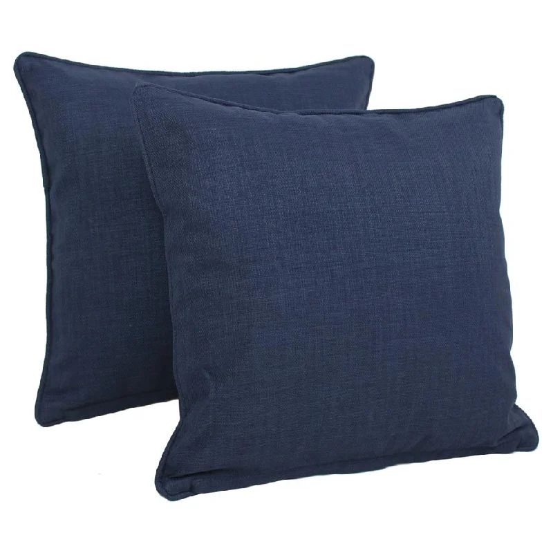 How pillows enhance neck support-18-inch Double-corded Solid Outdoor Spun Polyester Square Throw Pillows with Inserts (Set of 2), Azul