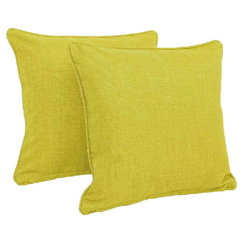 Firmness comparison of memory foam pillows-18-inch Double-corded Solid Outdoor Spun Polyester Square Throw Pillows with Inserts (Set of 2), Lime