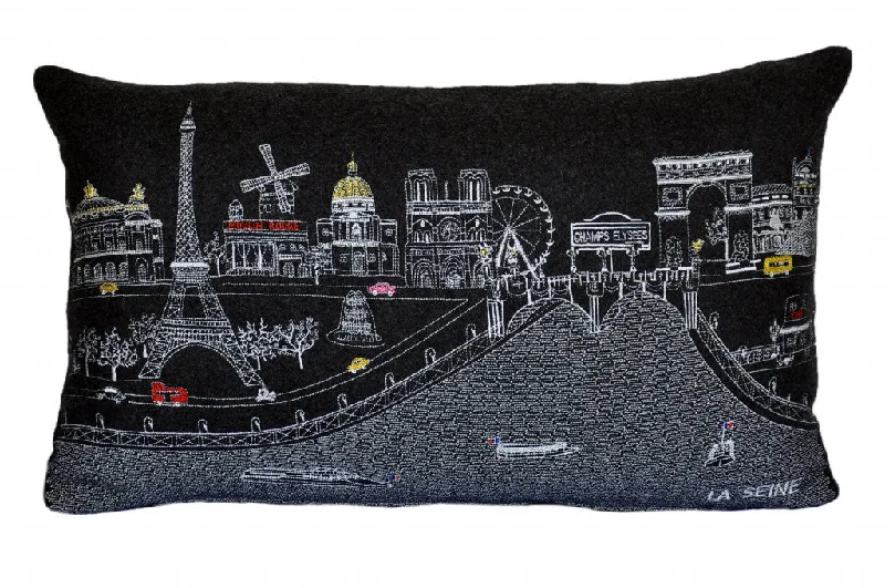 How memory pillows help the neck-25" Black Paris Nighttime Skyline Standard Lumbar Decorative Pillow