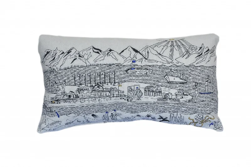 Replacing buckwheat pillow fillings-25" White Homer Spit Daylight Skyline Lumbar Decorative Pillow