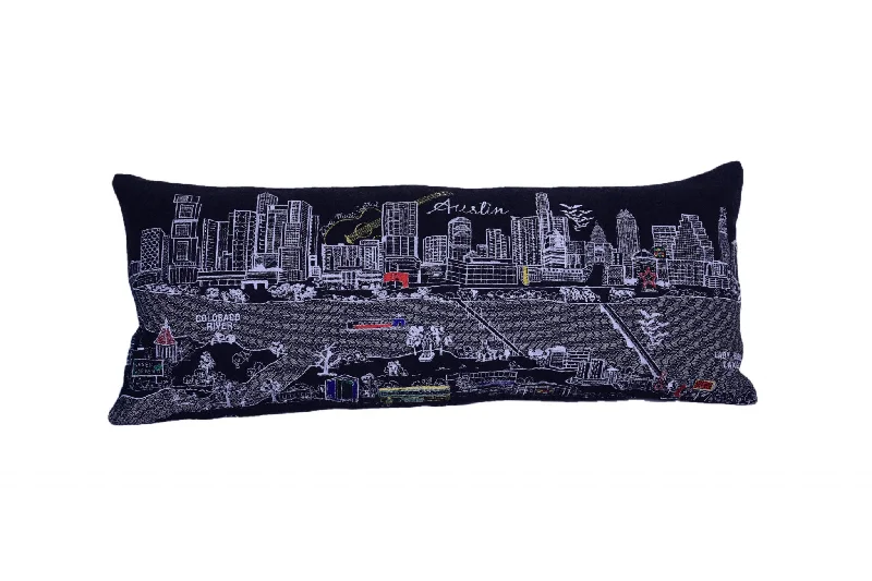 How to pick a cool buckwheat pillow-35" Black Austin Nighttime Skyline Lumbar Decorative Pillow