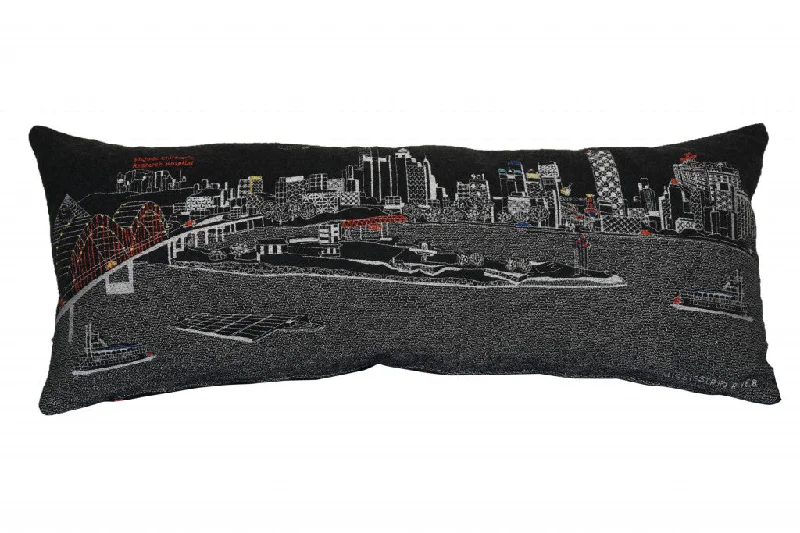 How to pick a cooling cervical pillow-35" Black Memphis Nighttime Skyline Lumbar Decorative Pillow