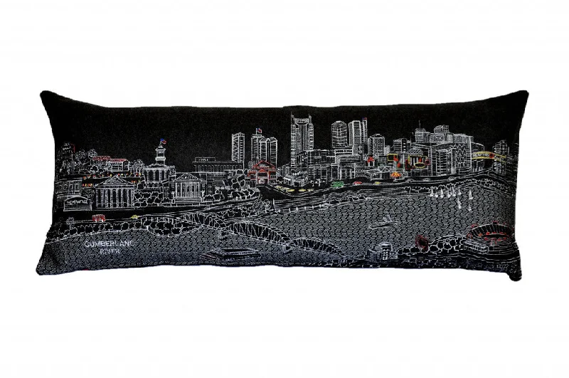 How to prevent pillow mold-35" Black Nashville Nighttime Skyline Lumbar Decorative Pillow