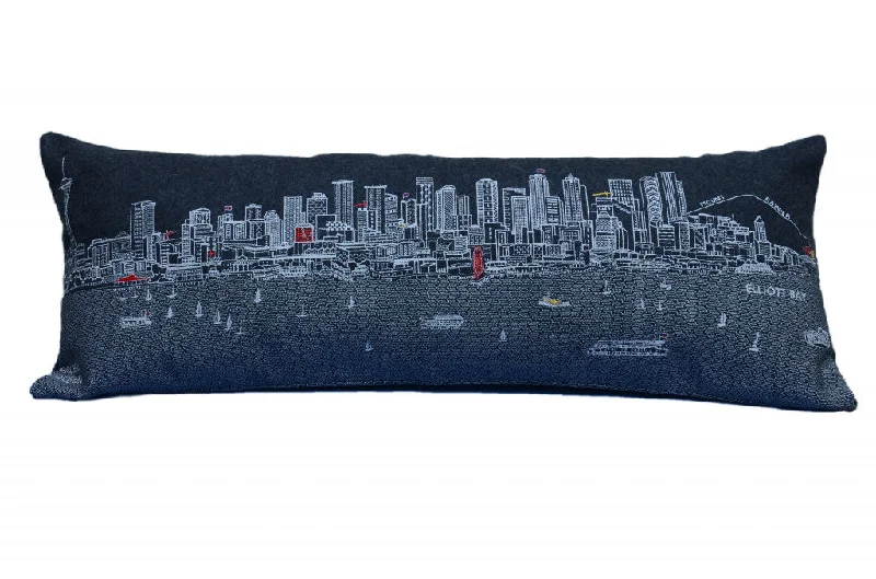 Cervical pillow brand comparisons-35" Black Seattle Nighttime Skyline Lumbar Decorative Pillow