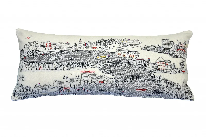 How to select a neck support pillow-35" White Amsterdam Daylight Skyline Lumbar Decorative Pillow