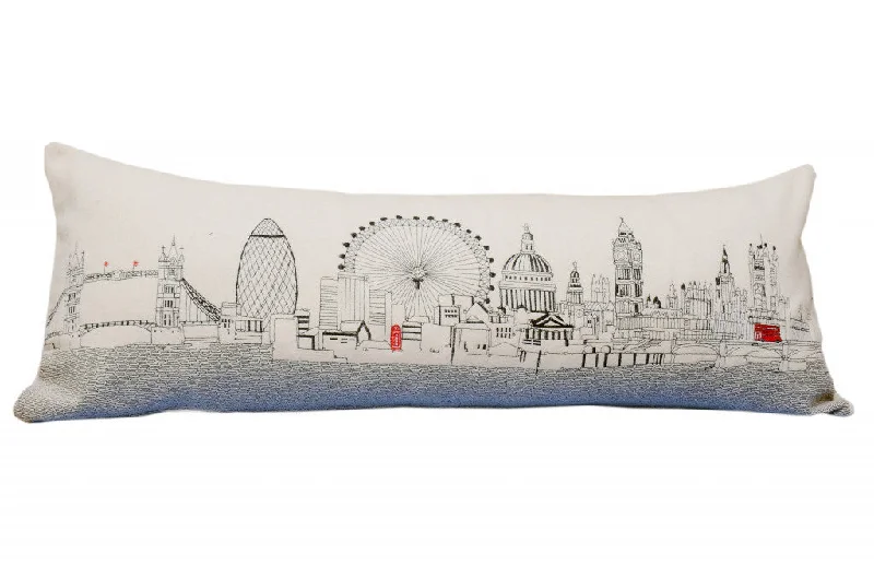 How often to air out pillows-35" White London Daylight Skyline Lumbar Decorative Pillow