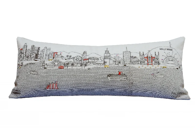 Firmness testing for latex pillows-35" White Los Angeles Daylight Skyline Lumbar Decorative Pillow