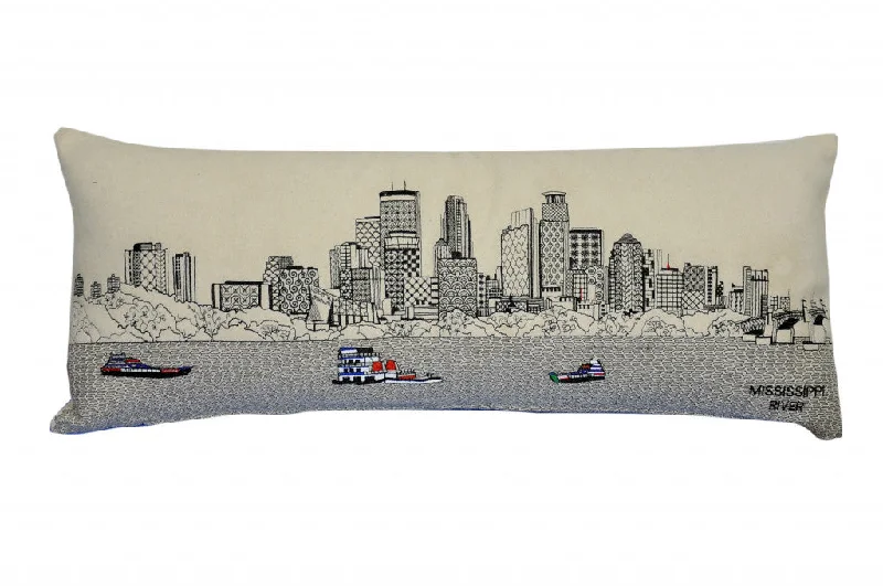 How to choose a hypoallergenic pillow-35" White Minneapolis Daylight Skyline Lumbar Decorative Pillow