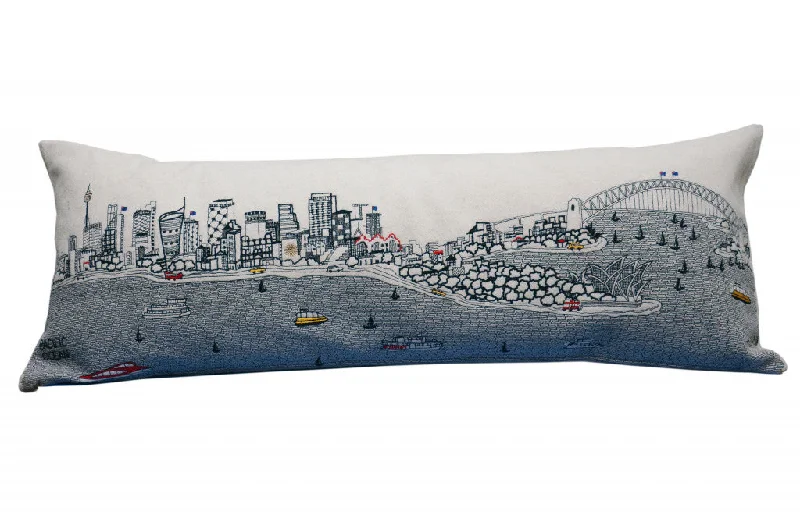 How to pick a cool cervical pillow-35" White Sydney Daylight Skyline Lumbar Decorative Pillow