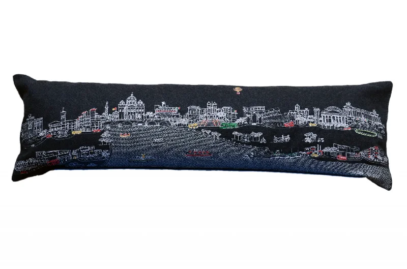 Firmness comparison of latex pillows-46" Black Rome Nighttime Skyline Lumbar Decorative Pillow