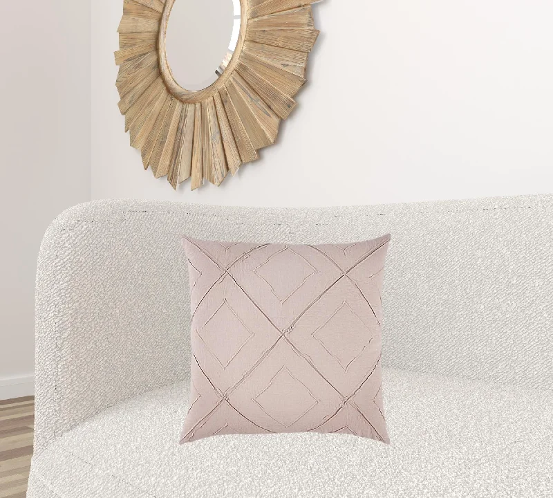 How to pick an antibacterial cervical pillow-Blush Pin Tuck Diamond Pattern Throw Pillow