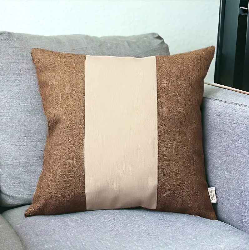 How to clean a buckwheat pillow-Brown and White Centered Strap Throw Pillow