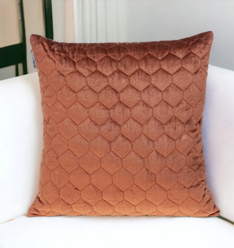 Choosing buckwheat pillow fillings-Burnt Orange Tufted Velvet Quilted Throw Pillow