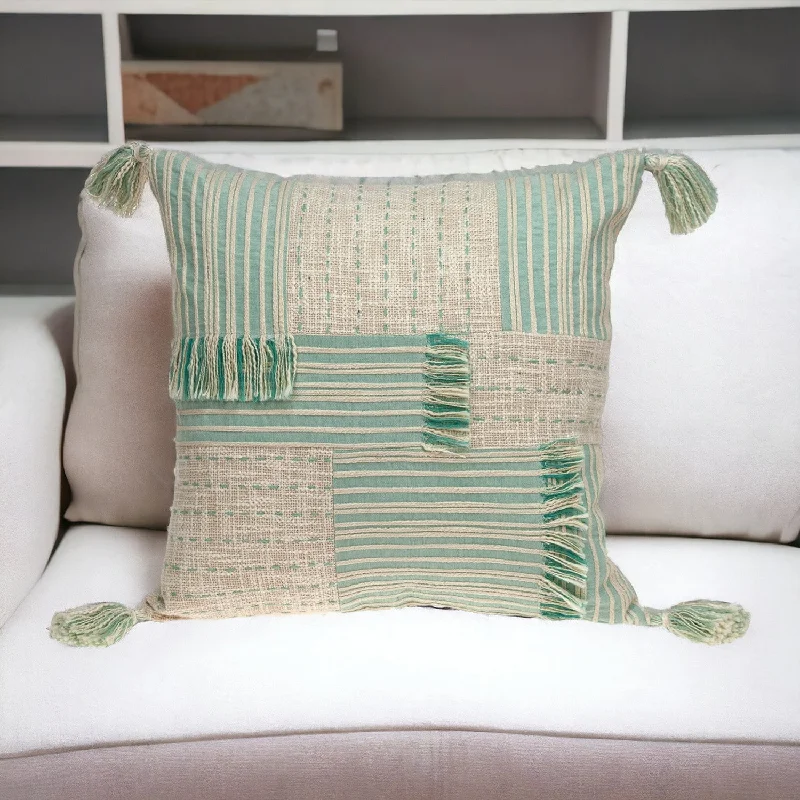 How pillows relax neck muscles-Cream And Mint Woven Throw Pillow