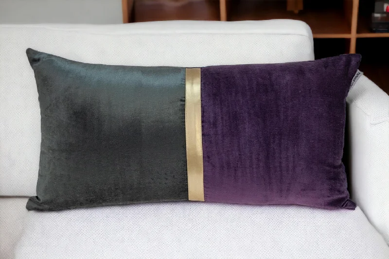 Role of neck support pillows-Dark Grey Gold and Purple Tufted Velvet Lumbar Pillow