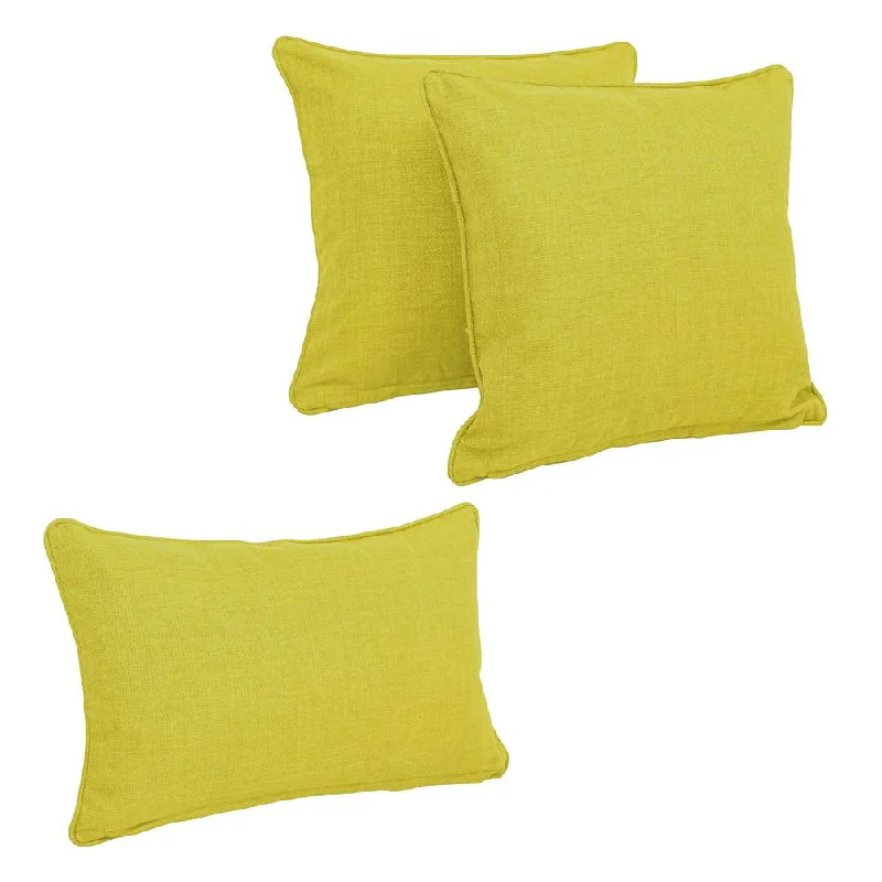 Pillow height and sleep quality match-Double-corded Solid Outdoor Spun Polyester Throw Pillows with Inserts (Set of 3), Lime