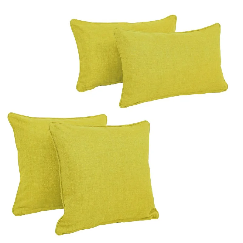 How pillows adjust shoulder-neck pressure-Double-corded Solid Outdoor Spun Polyester Throw Pillows with Inserts (Set of 4), Lime