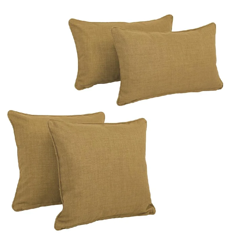 How to pick a cool baby pillow-Double-corded Solid Outdoor Spun Polyester Throw Pillows with Inserts (Set of 4), Wheat