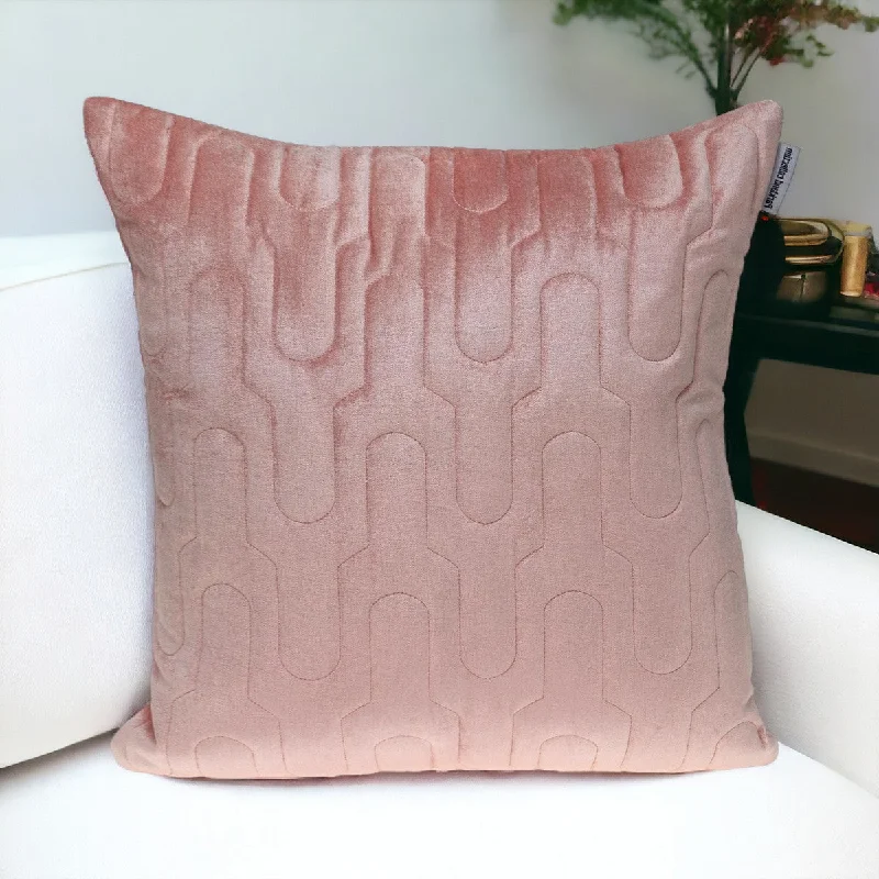 Methods to adjust pillow height-Geometric Lush Quilted Metallic Pink Throw Pillow