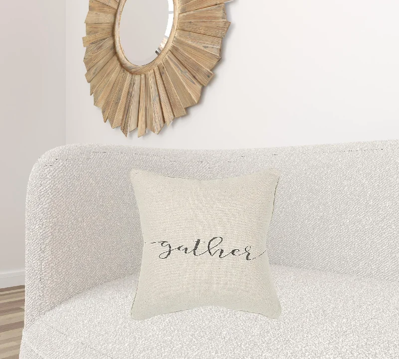 Breathability of pillow fillings-Gray and Cream Canvas Gather Decorative Throw Pillow