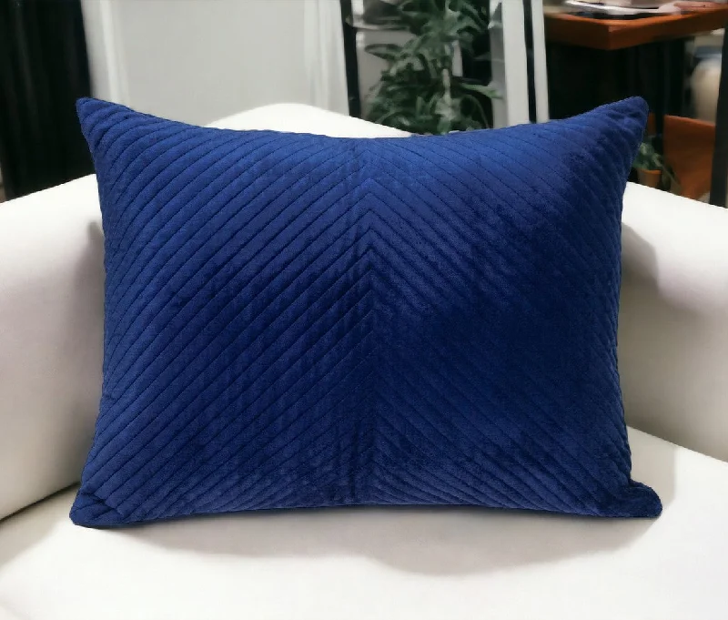 Memory foam pillow reviews-Navy Blue Lumbar Tufted Throw Pillow