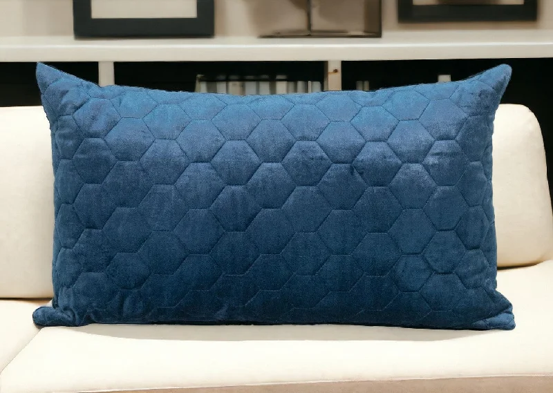 How to pick a cooling buckwheat pillow-Navy Blue Tufted Velvet Quilted Lumbar Throw Pillow