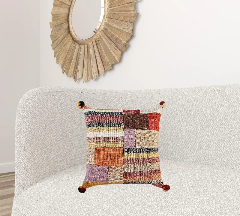 Texture of buckwheat pillows-Orange Brown Accent Stitched Throw Pillow