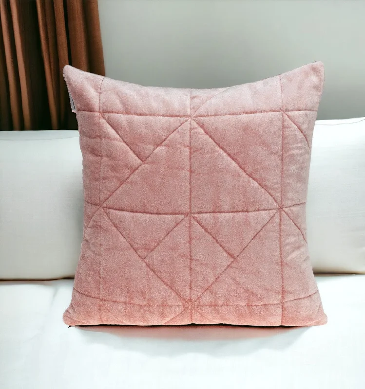 How to restore a deformed pillow-Pink Chunky Geo Stitched Velvet Decorative Throw Pillow