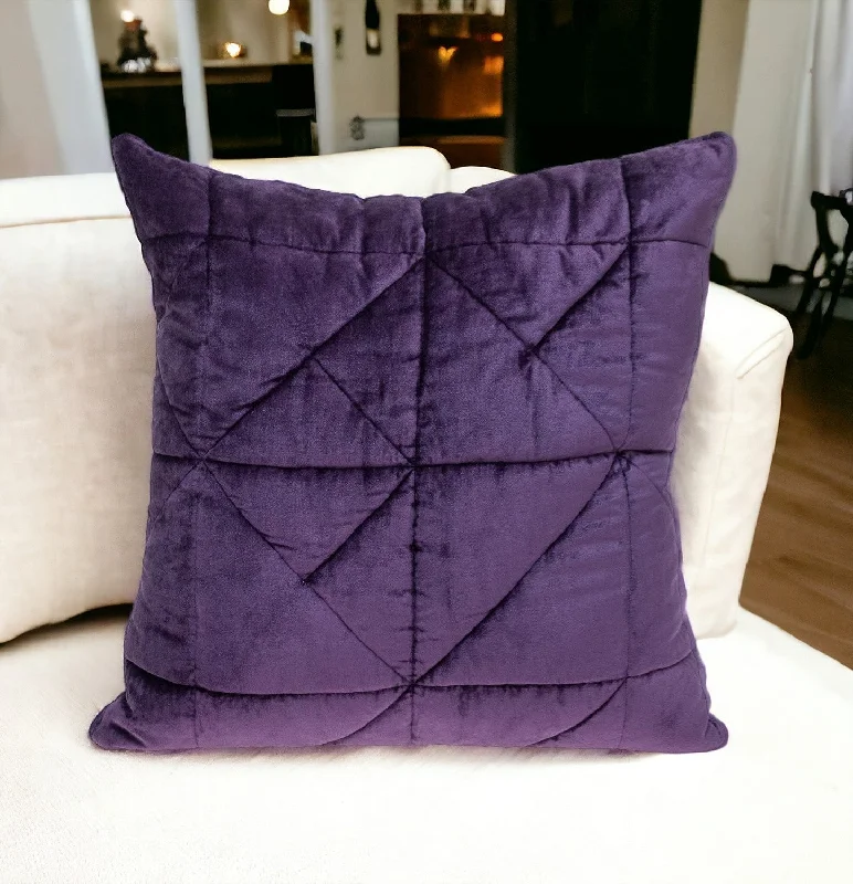 Are memory pillows good for seniors-Purple Chunky Geo Stitched Velvet Decorative Throw Pillow