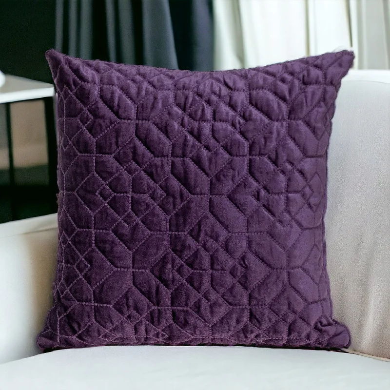 Moisture-proofing buckwheat pillows-Purple Quilted Velvet Geo Decorative Throw Pillow