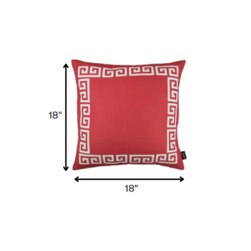 How to pick a spine-support pillow-Red and White Greek Key Bordered Throw Pillow