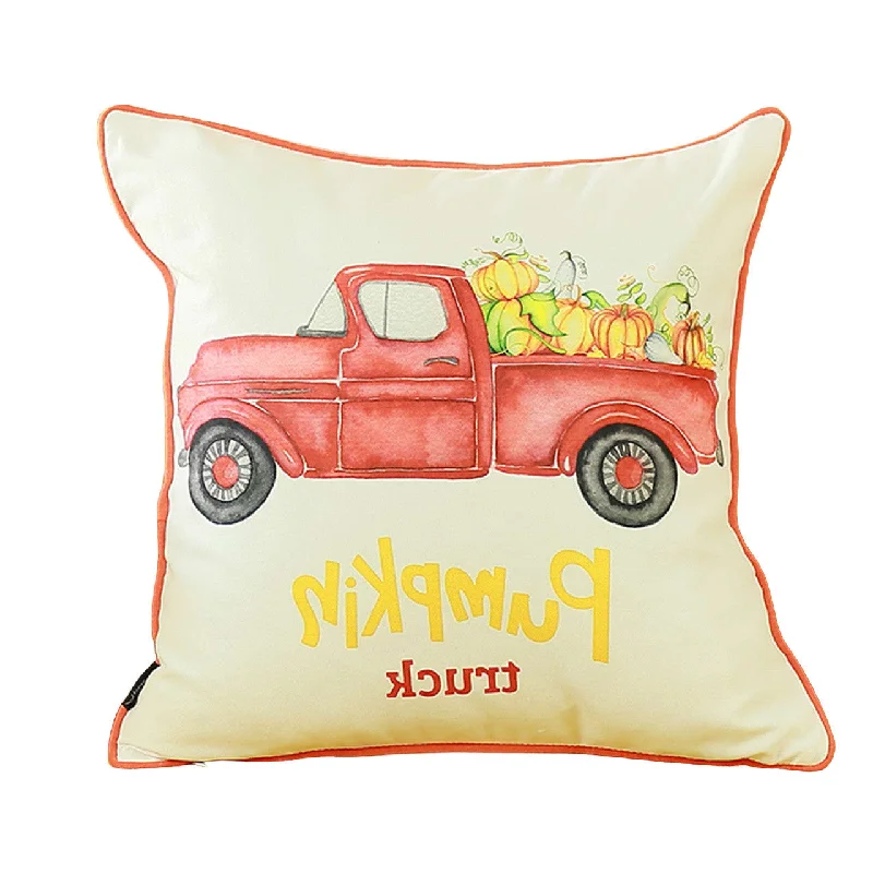 Connection between pillows and spine health-Red and White Pumpkin Truck Throw Pillow