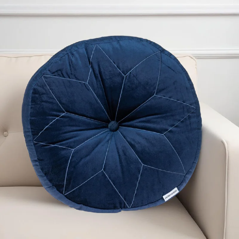 How to pick a cooling pregnancy pillow-Round Tufted Navy Velvet Floor Pillow