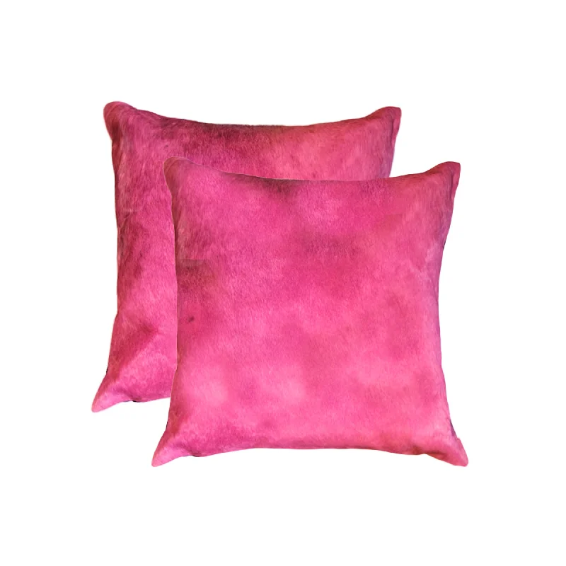 Dust-mite protection with latex pillows-Set of Two 18" Fuschia Cowhide Throw Pillow