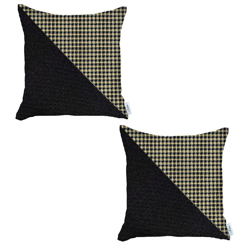 Breathability of buckwheat pillows-Set Of Two 18" X 18" Black And Yellow Polyester Houndstooth Zippered Pillow