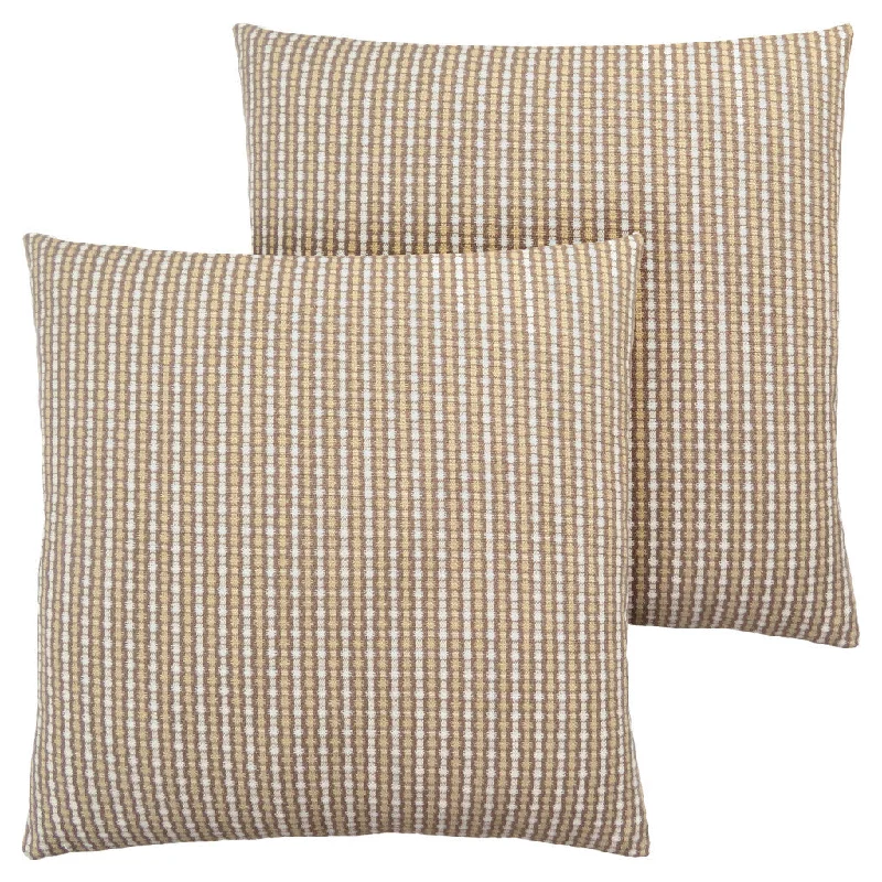 Dust-proofing buckwheat pillows-Set Of Two 18" X 18" Taupe Polyester Striped Zippered Pillow