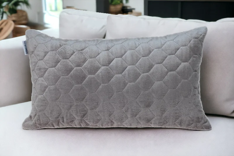 How to make a buckwheat pillow by hand-Taupe Tufted Velvet Quilted Lumbar Throw Pillow