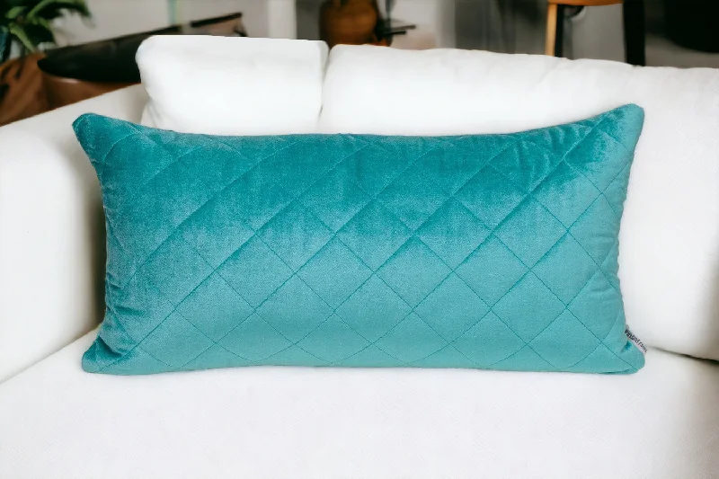 How to measure pillow height-Tufted Diamond Aqua Transitional Lumbar Pillow