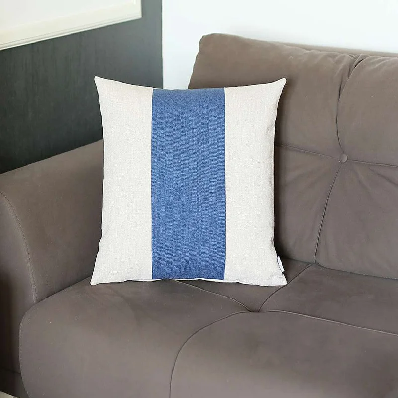 How to choose a comfortable pregnancy pillow-White and Blue Centered Strap Throw Pillow