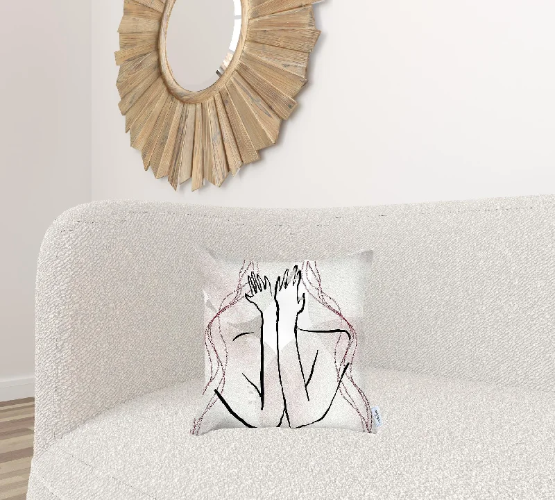 Best pregnancy pillow styles-White Hiding Face Printed Throw Pillow