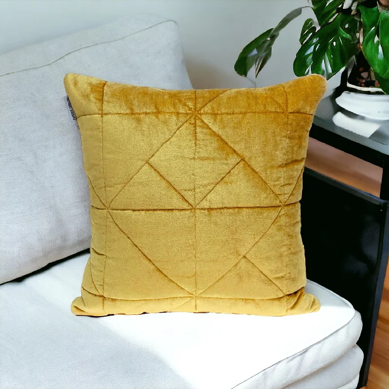 How to choose an eco-friendly buckwheat pillow-Yellow Chunky Geo Stitched Velvet Decorative Throw Pillow