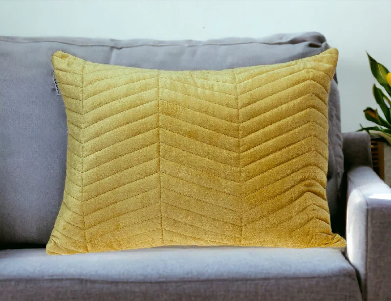 Impact of pillows on shoulder pain-Yellow Quilted Velvet Zig Zag Decorative Lumbar Pillow