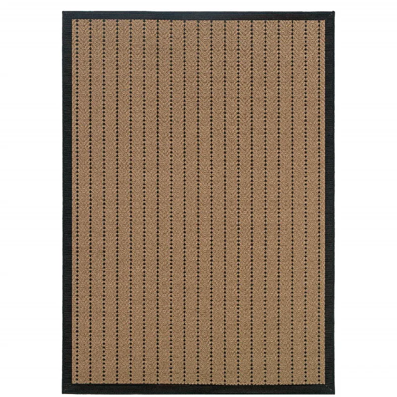 carpet with durable material-2' X 3' Geometric Stain Resistant Indoor & Outdoor Area Rug - Beige / Black