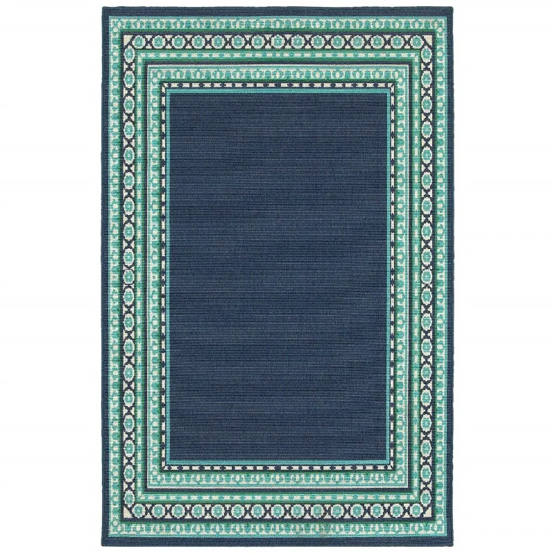 carpet for large dining areas-2' X 3' Indoor Outdoor Area Rug - Blue