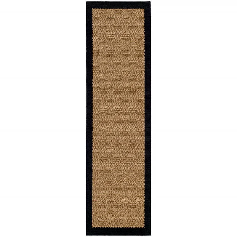 carpet with plush and soft feel-2' X 3' Stain Resistant Indoor / Outdoor Area Rug - Beige / Black