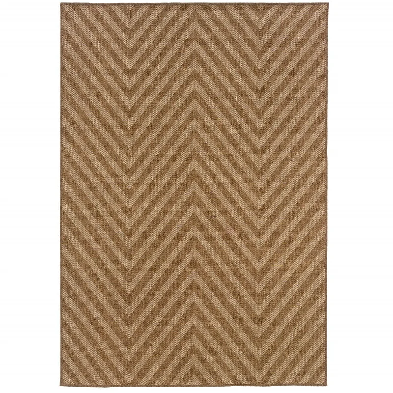 carpet for enhancing home aesthetics-2' X 4' Geometric Stain Resistant Outdoor / Indoor Area Rug - Tan